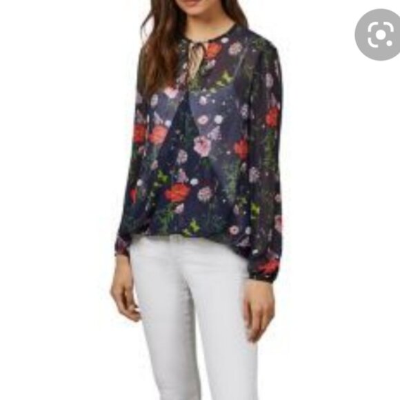 Ted Baker Navy Floral Blouse - Picture 1 of 14